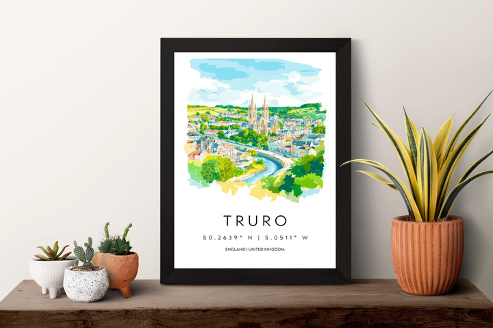 Truro Watercolor Poster Truro Cornwall Travel Print Wall Art Truro Home Decor Truro Gift Art Lovers UK Cathedral City