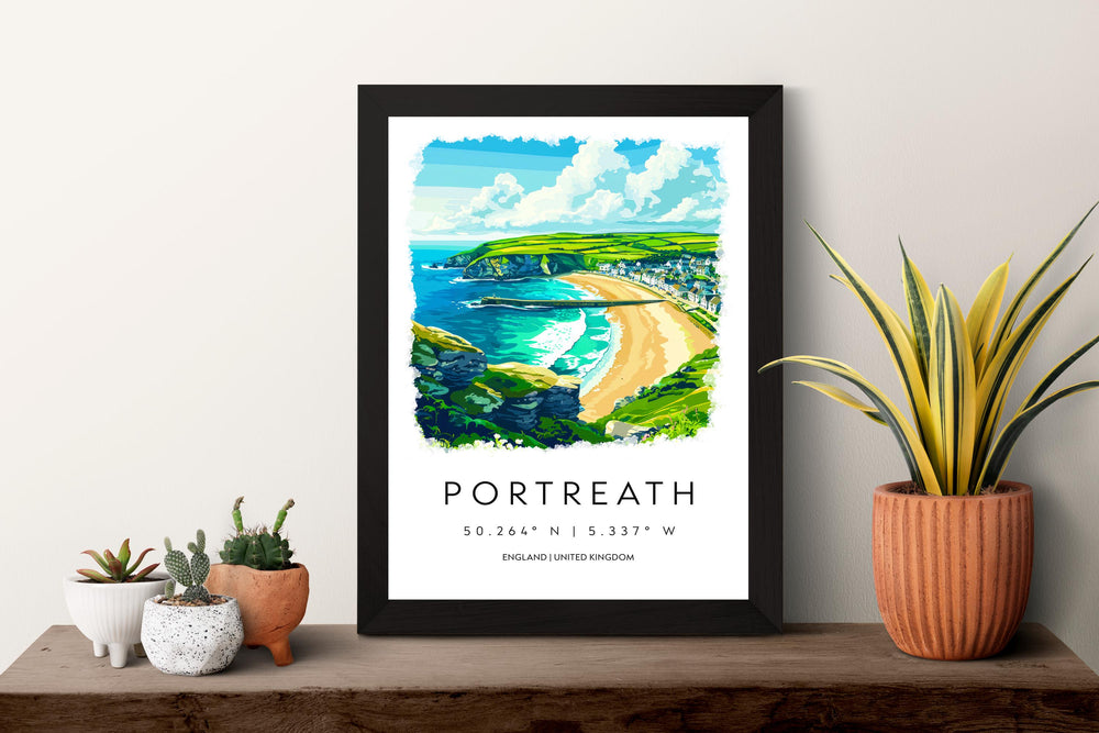 Portreath Watercolor Poster Portreath Cornwall Travel Print Wall Art Portreath Home Decor Portreath Gift Art Lovers UK Beach