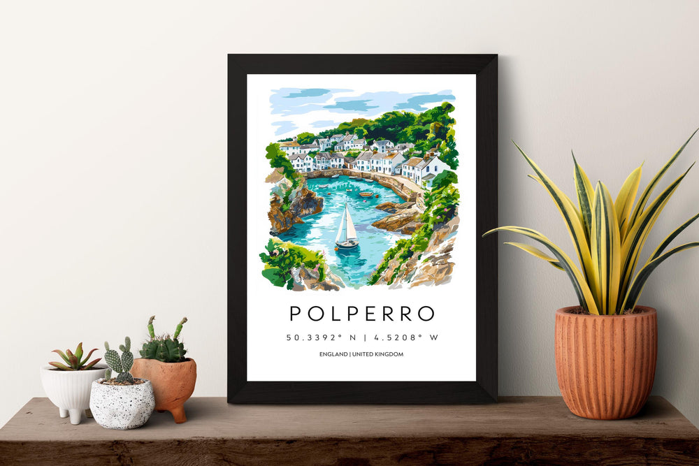 Polperro Watercolor Poster Polperro Cornwall Travel Print Wall Art Polperro Home Decor Polperro Gift Art Lovers UK Fishing Village