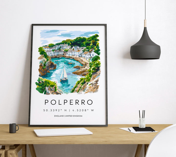 Polperro Watercolor Poster Polperro Cornwall Travel Print Wall Art Polperro Home Decor Polperro Gift Art Lovers UK Fishing Village