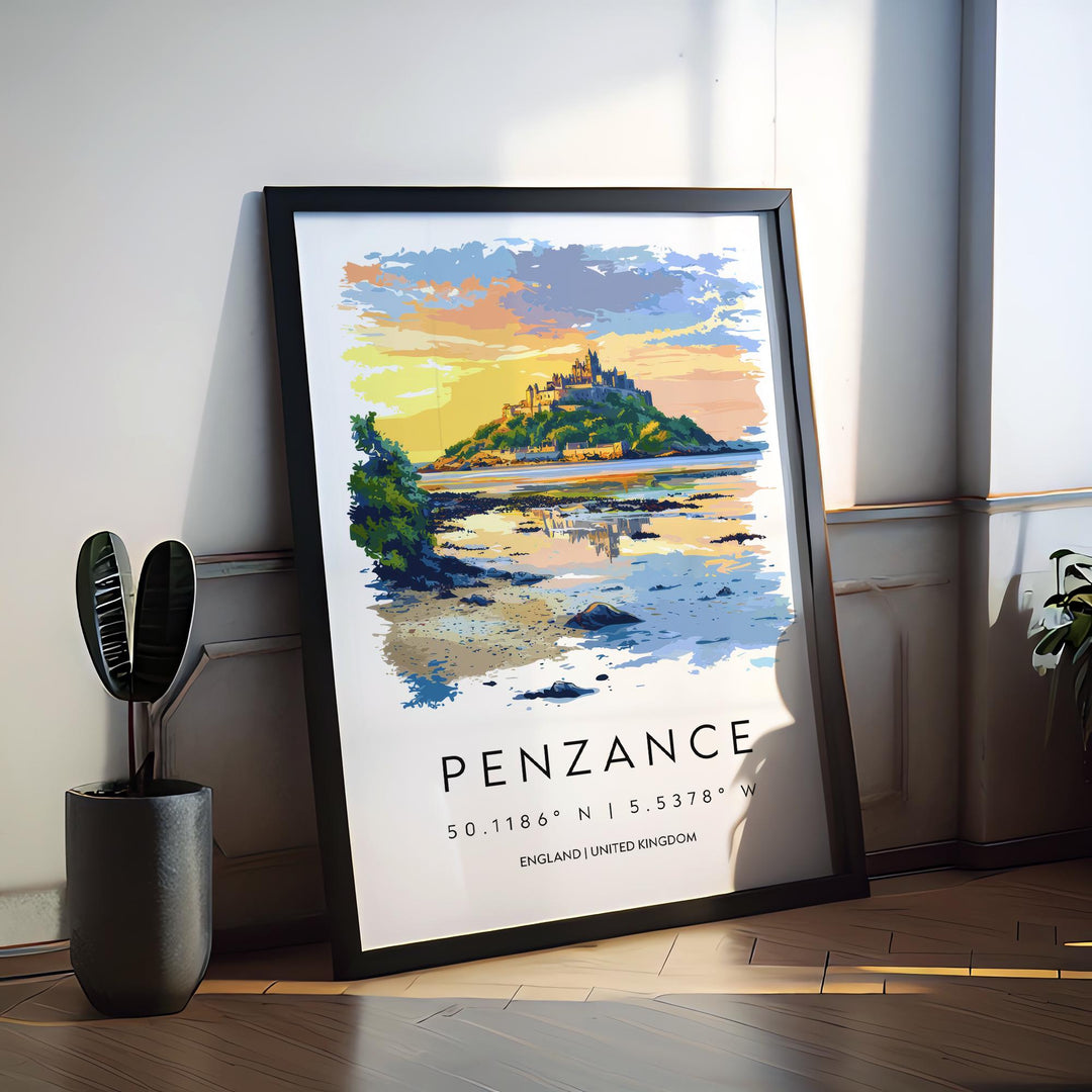 Penzance Watercolor Poster Penzance Cornwall Travel Print Wall Art Penzance Home Decor Penzance Gift Art Lovers UK Coastal Town