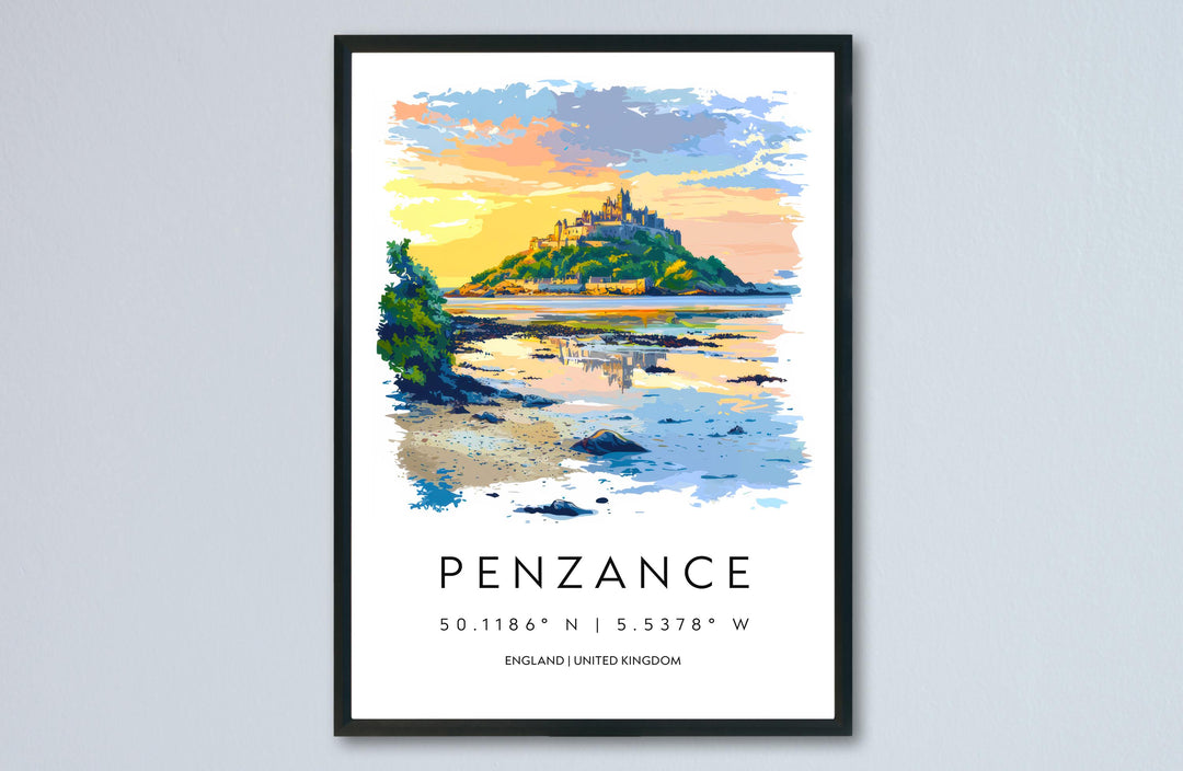 Penzance Watercolor Poster Penzance Cornwall Travel Print Wall Art Penzance Home Decor Penzance Gift Art Lovers UK Coastal Town