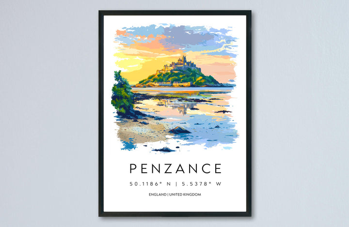 Penzance Watercolor Poster Penzance Cornwall Travel Print Wall Art Penzance Home Decor Penzance Gift Art Lovers UK Coastal Town