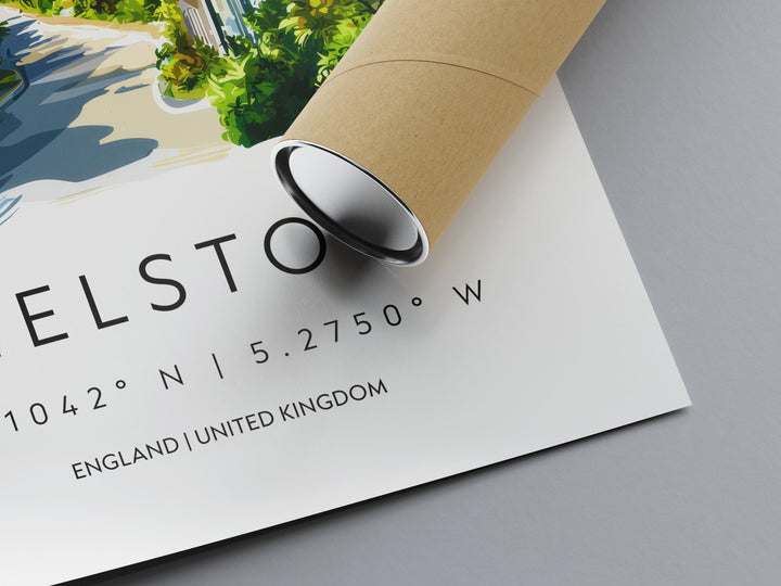 Helston Watercolor Poster Helston Cornwall Travel Print Wall Art Helston Home Decor Helston Gift Art Lovers UK