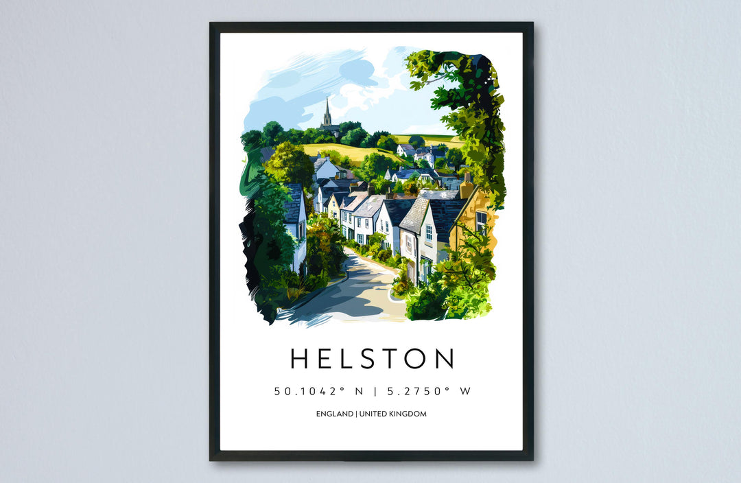 Helston Watercolor Poster Helston Cornwall Travel Print Wall Art Helston Home Decor Helston Gift Art Lovers UK