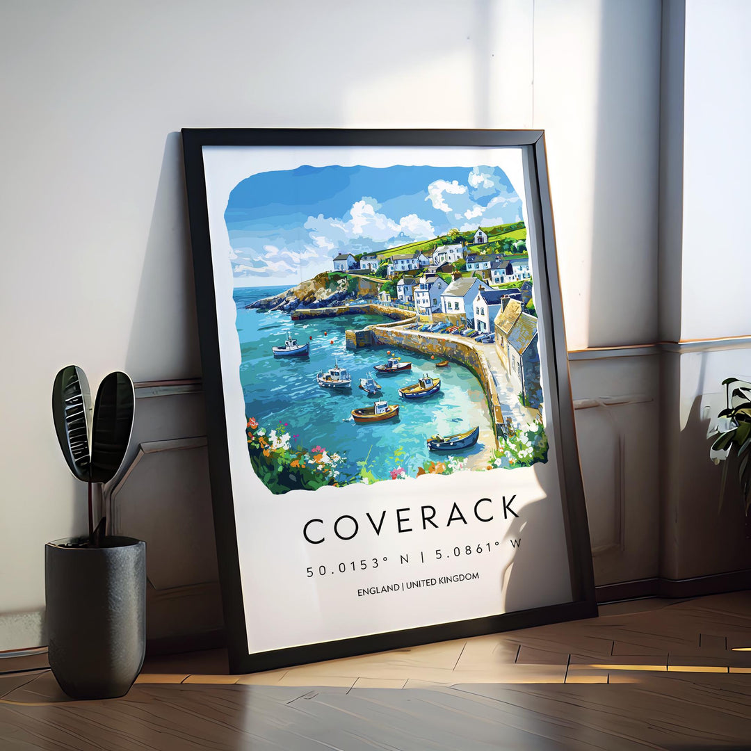 Coverack Watercolor Poster Coverack Cornwall Travel Print Wall Art Coverack Home Decor Coverack Gift Art Lovers UK Fishing Village