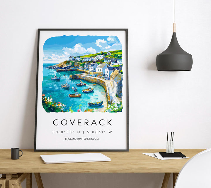 Coverack Watercolor Poster Coverack Cornwall Travel Print Wall Art Coverack Home Decor Coverack Gift Art Lovers UK Fishing Village