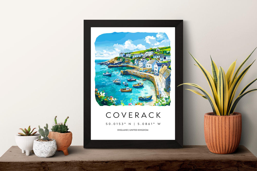 Coverack Watercolor Poster Coverack Cornwall Travel Print Wall Art Coverack Home Decor Coverack Gift Art Lovers UK Fishing Village