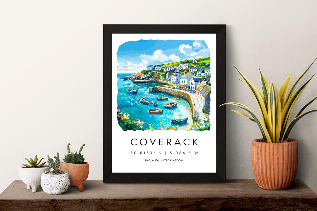 Coverack Watercolor Poster Coverack Cornwall Travel Print Wall Art Coverack Home Decor Coverack Gift Art Lovers UK Fishing Village