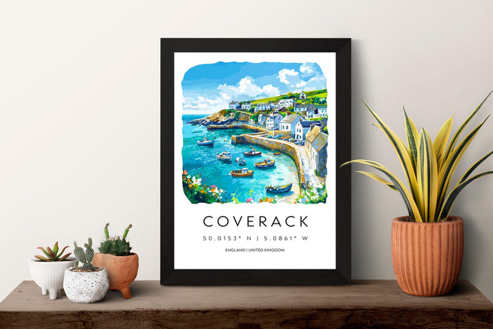 Coverack Watercolor Poster Coverack Cornwall Travel Print Wall Art Coverack Home Decor Coverack Gift Art Lovers UK Fishing Village