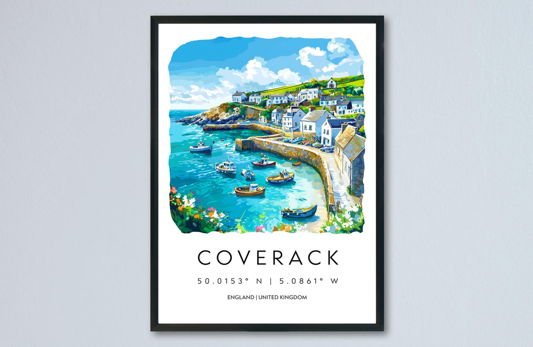 Coverack Watercolor Poster Coverack Cornwall Travel Print Wall Art Coverack Home Decor Coverack Gift Art Lovers UK Fishing Village