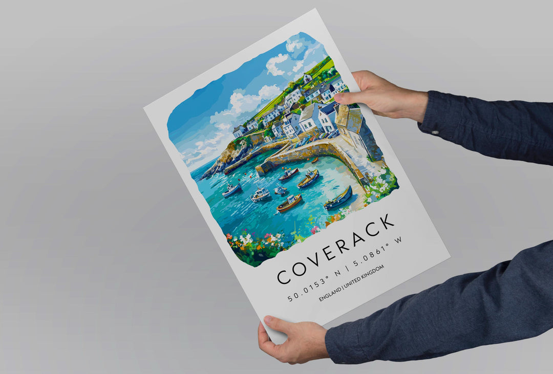 Coverack Watercolor Poster Coverack Cornwall Travel Print Wall Art Coverack Home Decor Coverack Gift Art Lovers UK Fishing Village