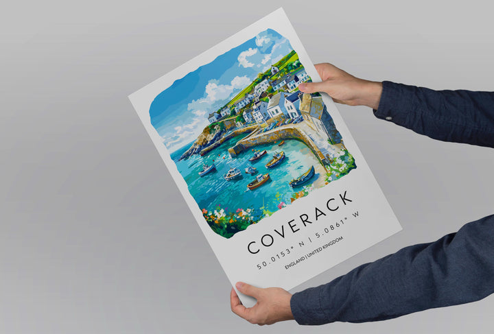 Coverack Watercolor Poster Coverack Cornwall Travel Print Wall Art Coverack Home Decor Coverack Gift Art Lovers UK Fishing Village