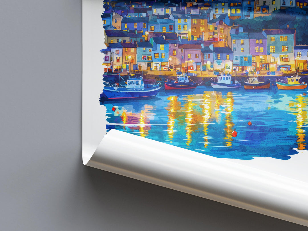 Brixham Watercolor Poster Brixham Devon Travel Print Wall Art Brixham Home Decor Brixham Gift Art Lovers UK Fishing Town