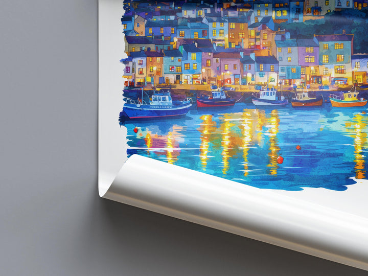 Brixham Watercolor Poster Brixham Devon Travel Print Wall Art Brixham Home Decor Brixham Gift Art Lovers UK Fishing Town