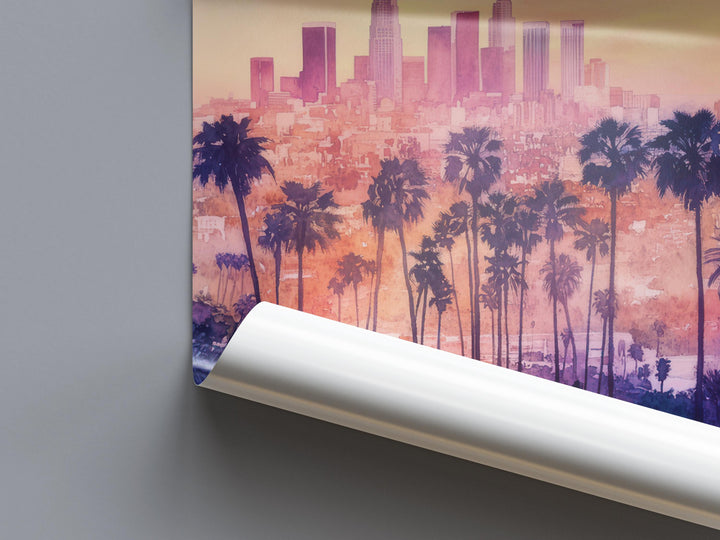 Los Angeles Watercolor Poster Los Angeles California Travel Print Wall Art Los Angeles Home Decor Los Angeles Gift Art Lovers Cityscape