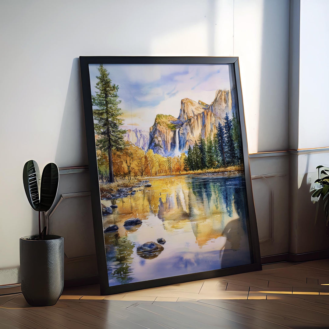Yosemite Watercolor Poster Yosemite California Travel Print Wall Art Yosemite Home Decor Yosemite Gift Art Lovers National Park