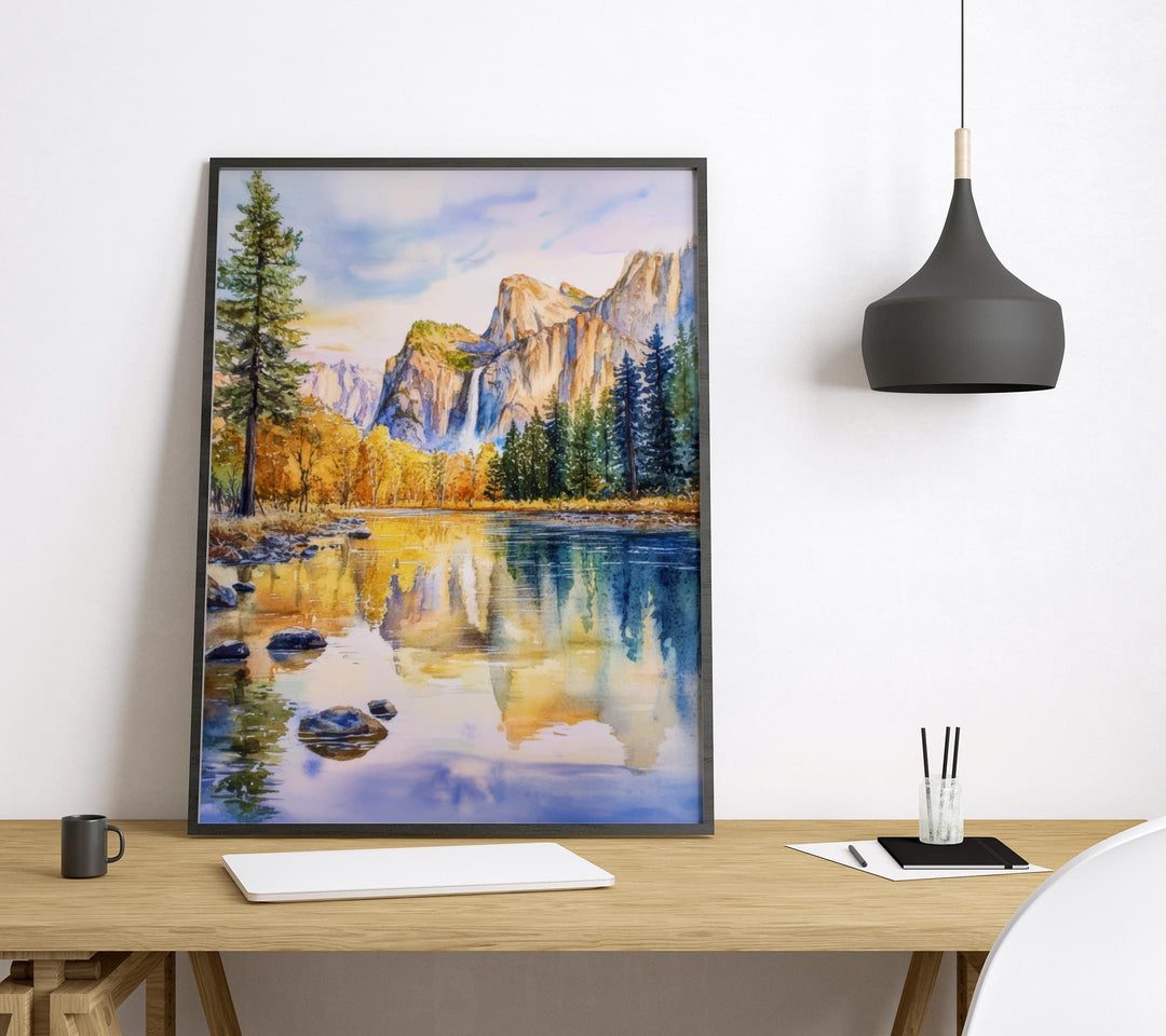 Yosemite Watercolor Poster Yosemite California Travel Print Wall Art Yosemite Home Decor Yosemite Gift Art Lovers National Park