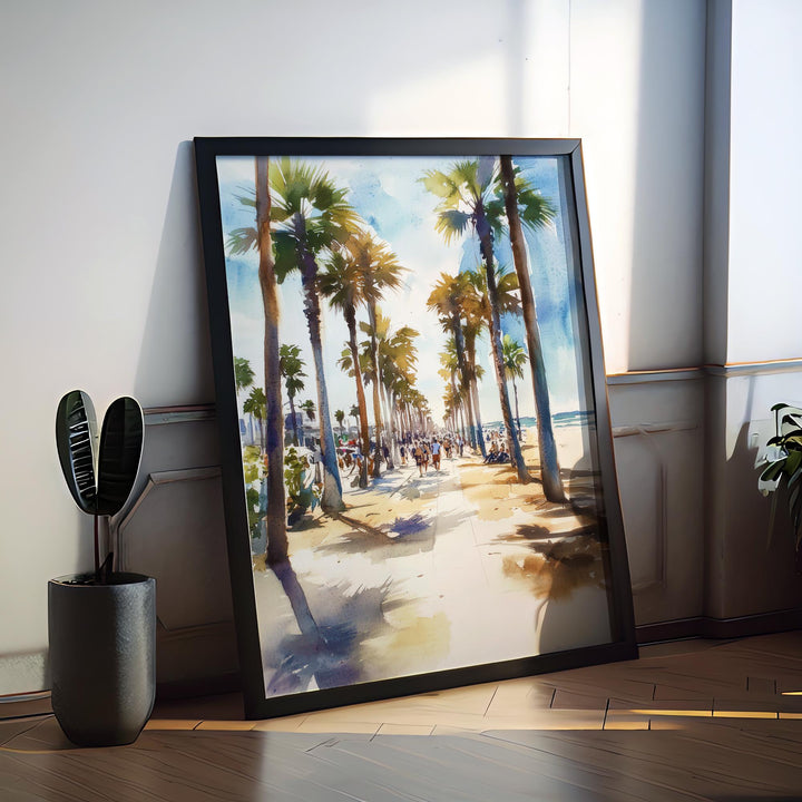 Venice Beach Watercolor Poster Venice Beach California Travel Print Wall Art Venice Beach Home Decor Venice Beach Gift Art Lovers LA