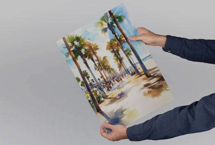 Venice Beach Watercolor Poster Venice Beach California Travel Print Wall Art Venice Beach Home Decor Venice Beach Gift Art Lovers LA