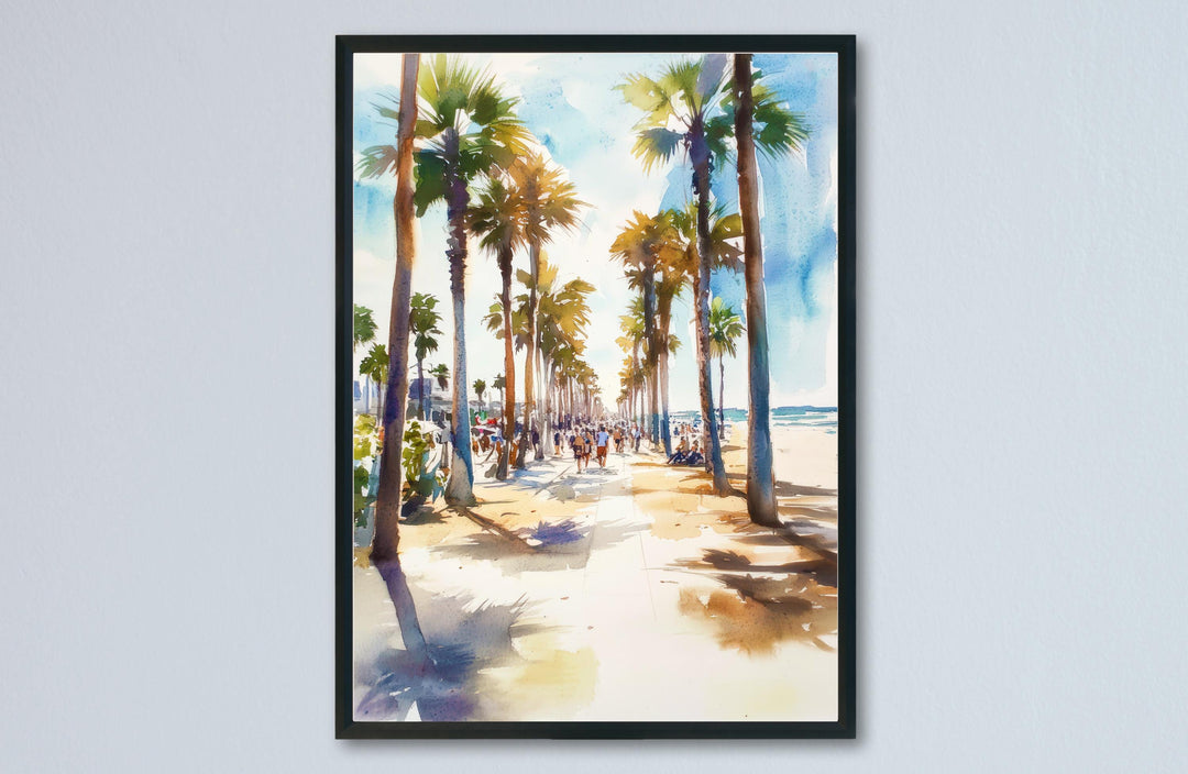 Venice Beach Watercolor Poster Venice Beach California Travel Print Wall Art Venice Beach Home Decor Venice Beach Gift Art Lovers LA