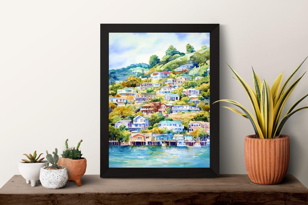 Sausalito Watercolor Poster Sausalito California Travel Print Wall Art Sausalito Home Decor Sausalito Gift Art Lovers California