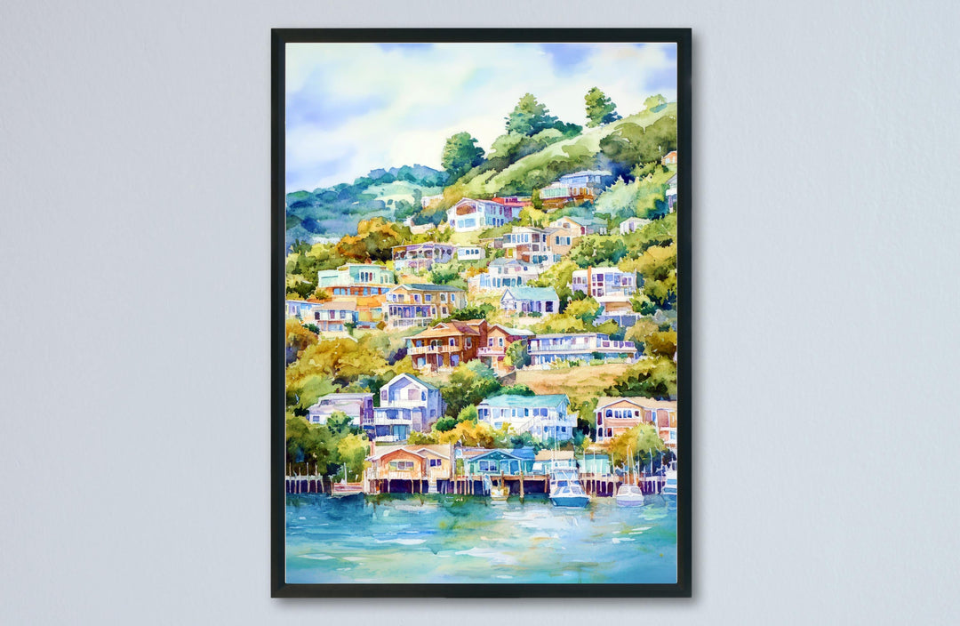 Sausalito Watercolor Poster Sausalito California Travel Print Wall Art Sausalito Home Decor Sausalito Gift Art Lovers California