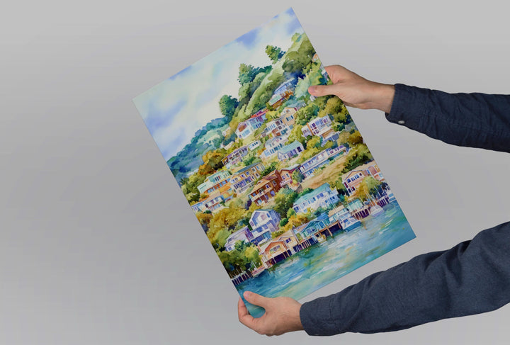Sausalito Watercolor Poster Sausalito California Travel Print Wall Art Sausalito Home Decor Sausalito Gift Art Lovers California