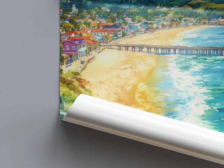 Santa Cruz Watercolor Poster Santa Cruz California Travel Print Wall Art Santa Cruz Home Decor Santa Cruz Gift Art Lovers Beach Town