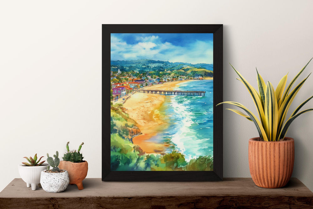 Santa Cruz Watercolor Poster Santa Cruz California Travel Print Wall Art Santa Cruz Home Decor Santa Cruz Gift Art Lovers Beach Town