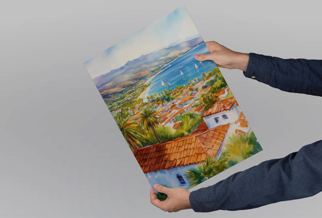 Santa Barbara Watercolor Poster Santa Barbara California Travel Print Wall Art Santa Barbara Home Decor Santa Barbara Gift Art Lovers