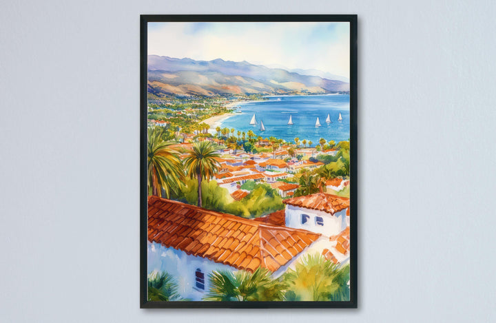 Santa Barbara Watercolor Poster Santa Barbara California Travel Print Wall Art Santa Barbara Home Decor Santa Barbara Gift Art Lovers