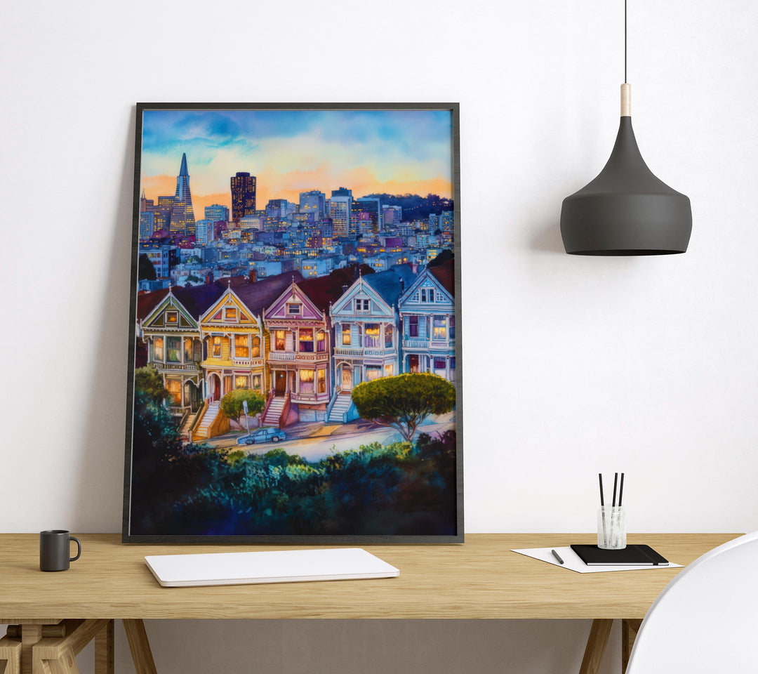 San Francisco Bay Area Watercolor Poster SF Bay Area California Travel Print Wall Art SF Bay Area Home Decor SF Bay Area Gift Art Lovers
