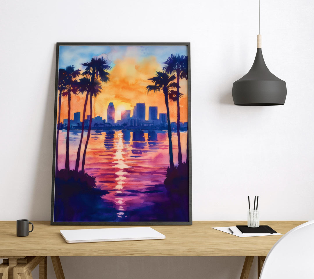 San Diego Watercolor Poster San Diego California Travel Print Wall Art San Diego Home Decor San Diego Gift Art Lovers California