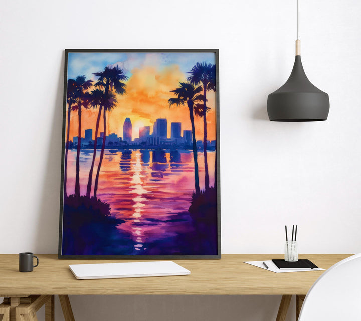 San Diego Watercolor Poster San Diego California Travel Print Wall Art San Diego Home Decor San Diego Gift Art Lovers California