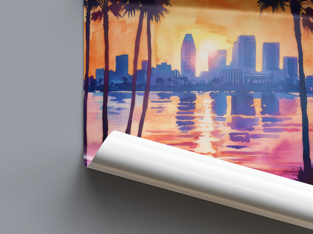 San Diego Watercolor Poster San Diego California Travel Print Wall Art San Diego Home Decor San Diego Gift Art Lovers California