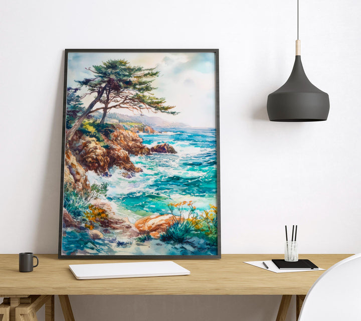 Monterey Bay Watercolor Poster Monterey Bay California Travel Print Wall Art Monterey Bay Home Decor Monterey Bay Gift Art Lovers Coastal