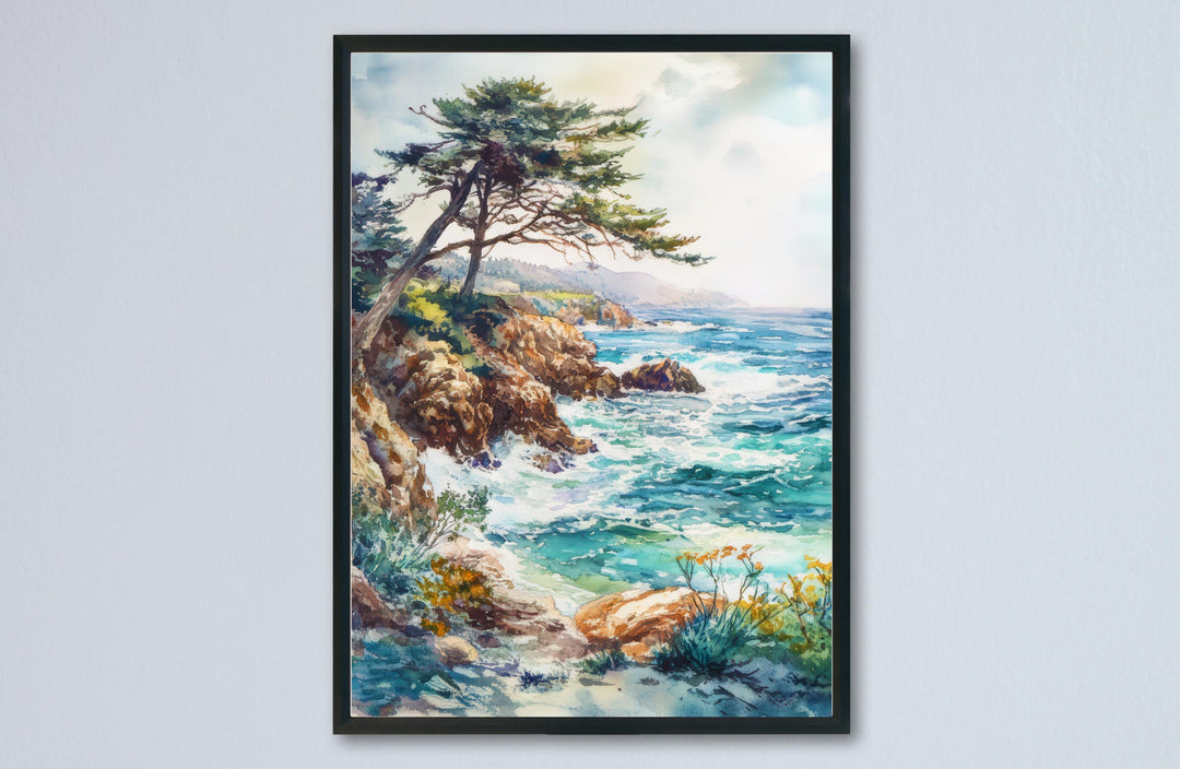 Monterey Bay Watercolor Poster Monterey Bay California Travel Print Wall Art Monterey Bay Home Decor Monterey Bay Gift Art Lovers Coastal