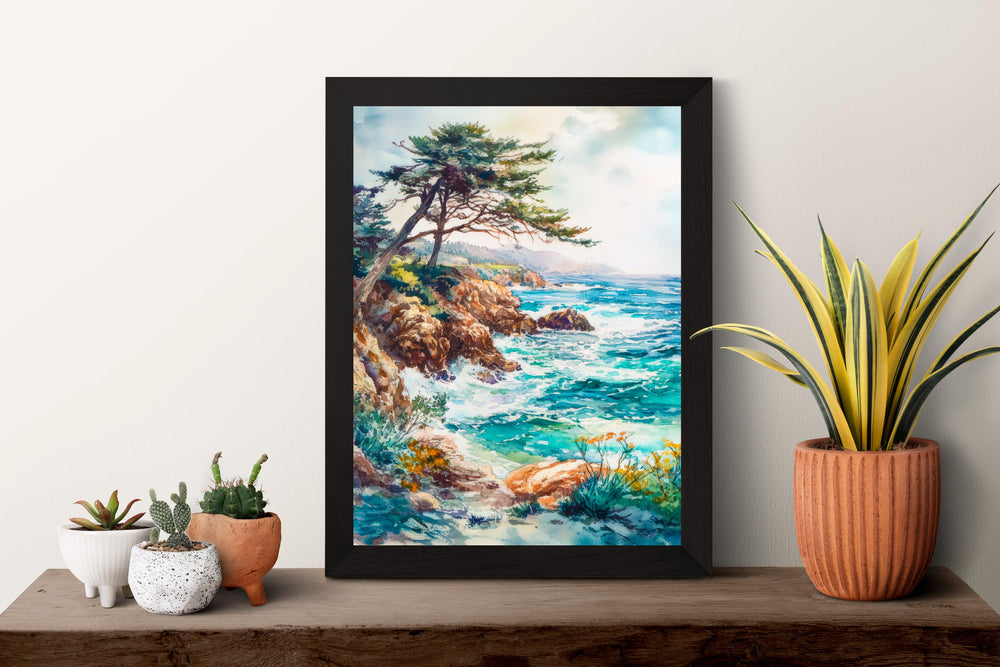 Monterey Bay Watercolor Poster Monterey Bay California Travel Print Wall Art Monterey Bay Home Decor Monterey Bay Gift Art Lovers Coastal