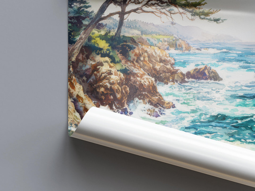 Monterey Bay Watercolor Poster Monterey Bay California Travel Print Wall Art Monterey Bay Home Decor Monterey Bay Gift Art Lovers Coastal