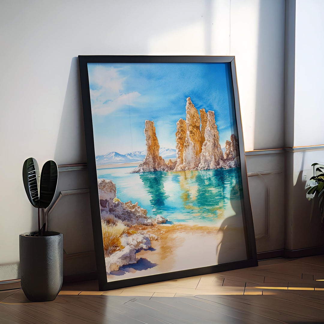 Mono Lake Watercolor Poster Mono Lake California Travel Print Wall Art Mono Lake Home Decor Mono Lake Gift Nature Lovers