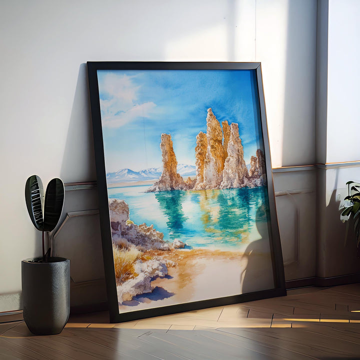 Mono Lake Watercolor Poster Mono Lake California Travel Print Wall Art Mono Lake Home Decor Mono Lake Gift Nature Lovers