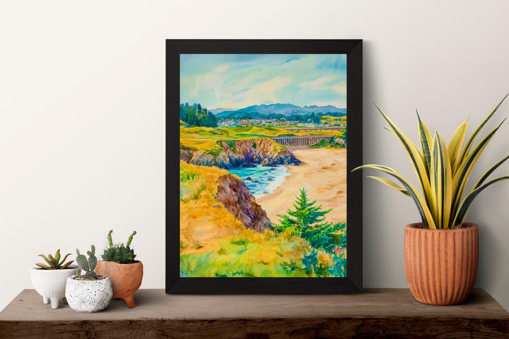 Mendocino Watercolor Poster Mendocino California Travel Print Wall Art Mendocino Home Decor Mendocino Gift Art Lovers Coastal Village