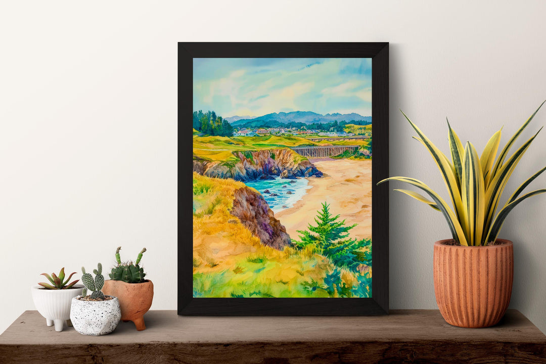 Mendocino Watercolor Poster Mendocino California Travel Print Wall Art Mendocino Home Decor Mendocino Gift Art Lovers Coastal Village