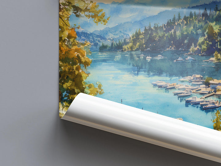 Lake Arrowhead Watercolor Poster Lake Arrowhead California Travel Print Wall Art Lake Arrowhead Home Decor Lake Arrowhead Gift Art Lovers