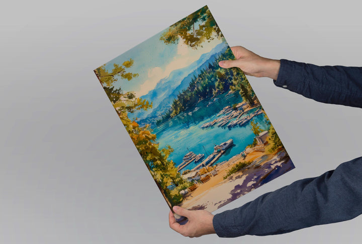 Lake Arrowhead Watercolor Poster Lake Arrowhead California Travel Print Wall Art Lake Arrowhead Home Decor Lake Arrowhead Gift Art Lovers