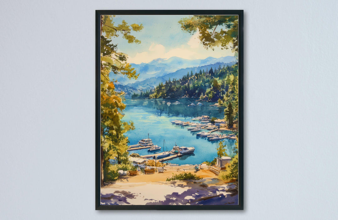 Lake Arrowhead Watercolor Poster Lake Arrowhead California Travel Print Wall Art Lake Arrowhead Home Decor Lake Arrowhead Gift Art Lovers