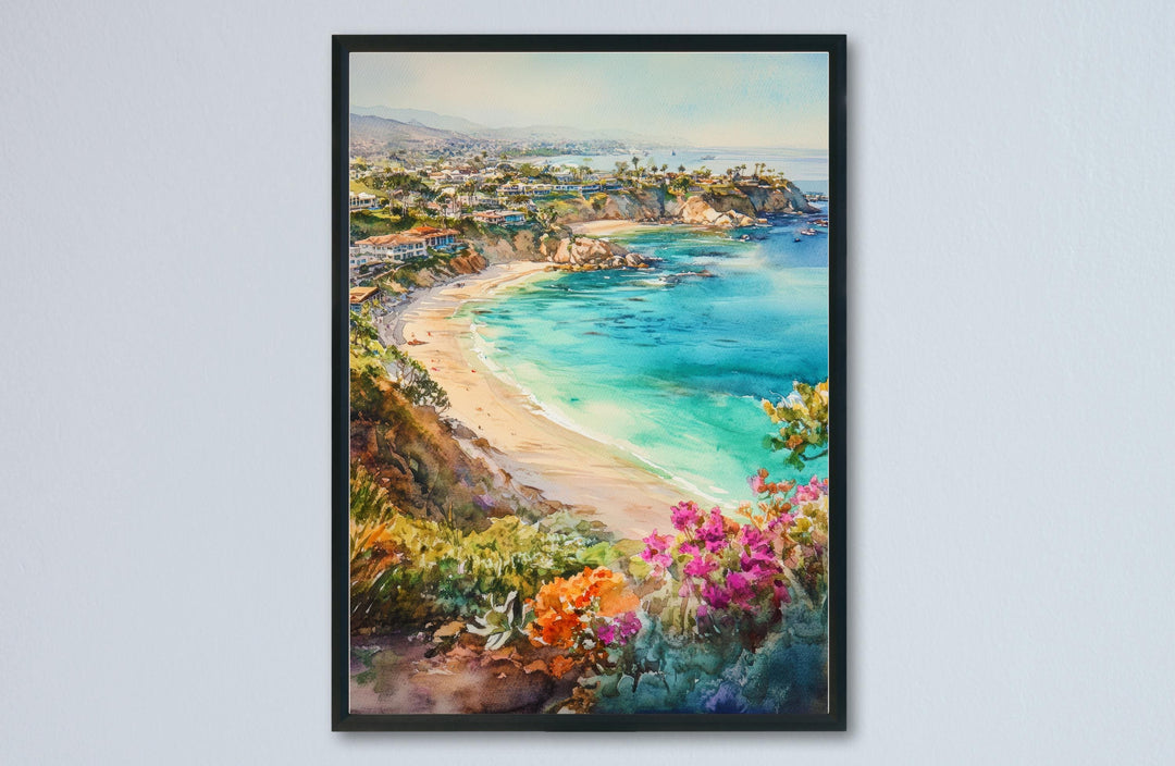 Laguna Beach Watercolor Poster Laguna Beach California Travel Print Wall Art Laguna Beach Home Decor Laguna Beach Gift Art Lovers Beach