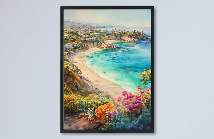 Laguna Beach Watercolor Poster Laguna Beach California Travel Print Wall Art Laguna Beach Home Decor Laguna Beach Gift Art Lovers Beach