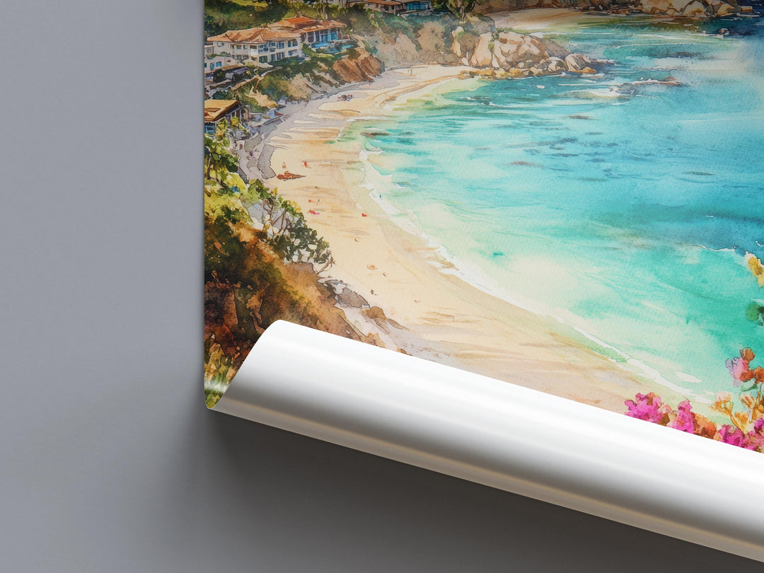 Laguna Beach Watercolor Poster Laguna Beach California Travel Print Wall Art Laguna Beach Home Decor Laguna Beach Gift Art Lovers Beach